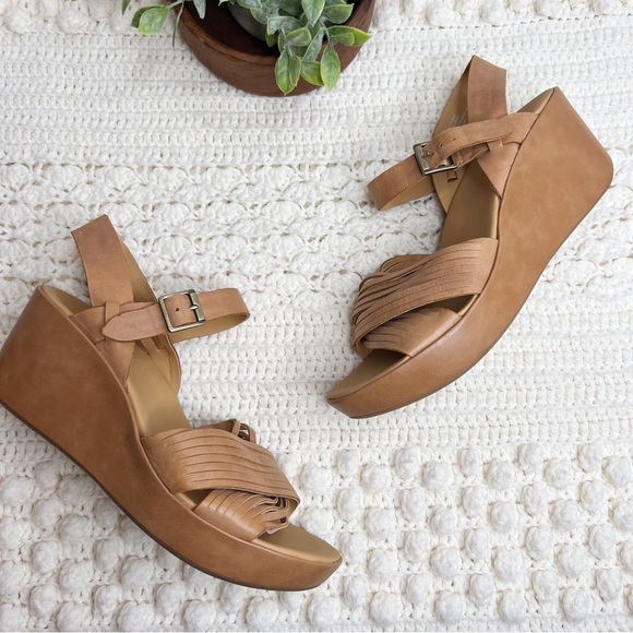 KORKS BY KORK EASE Women’s 10 Martinique Platform Wedge Sandal Leather Tan Boho - Picture 3 of 13